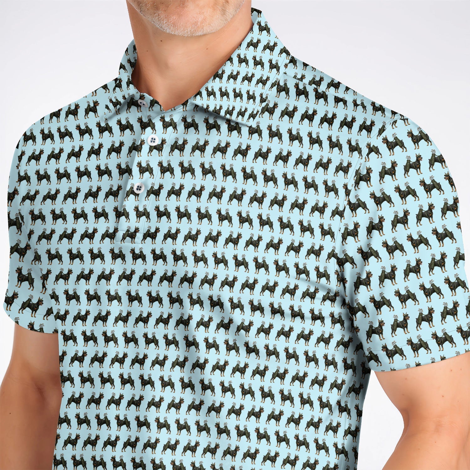 Doberman Golf Polos, Crazy Doberman Pattern Golf Shirt, Dog Lover Golf Gift