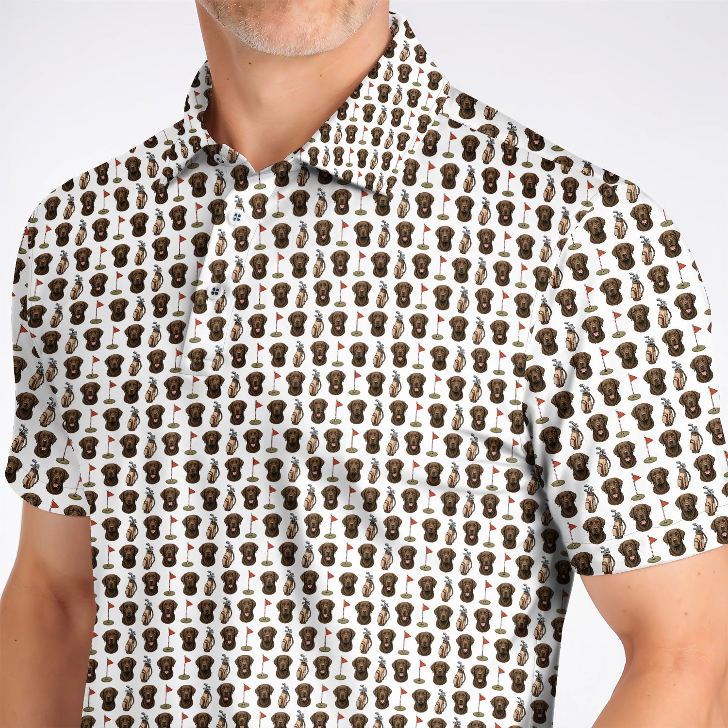 Chocolate Labrador Retriever Golf Shirt, Funny Chocolate Lab Pattern Golf Polos, Dog Lover Golf Shirt