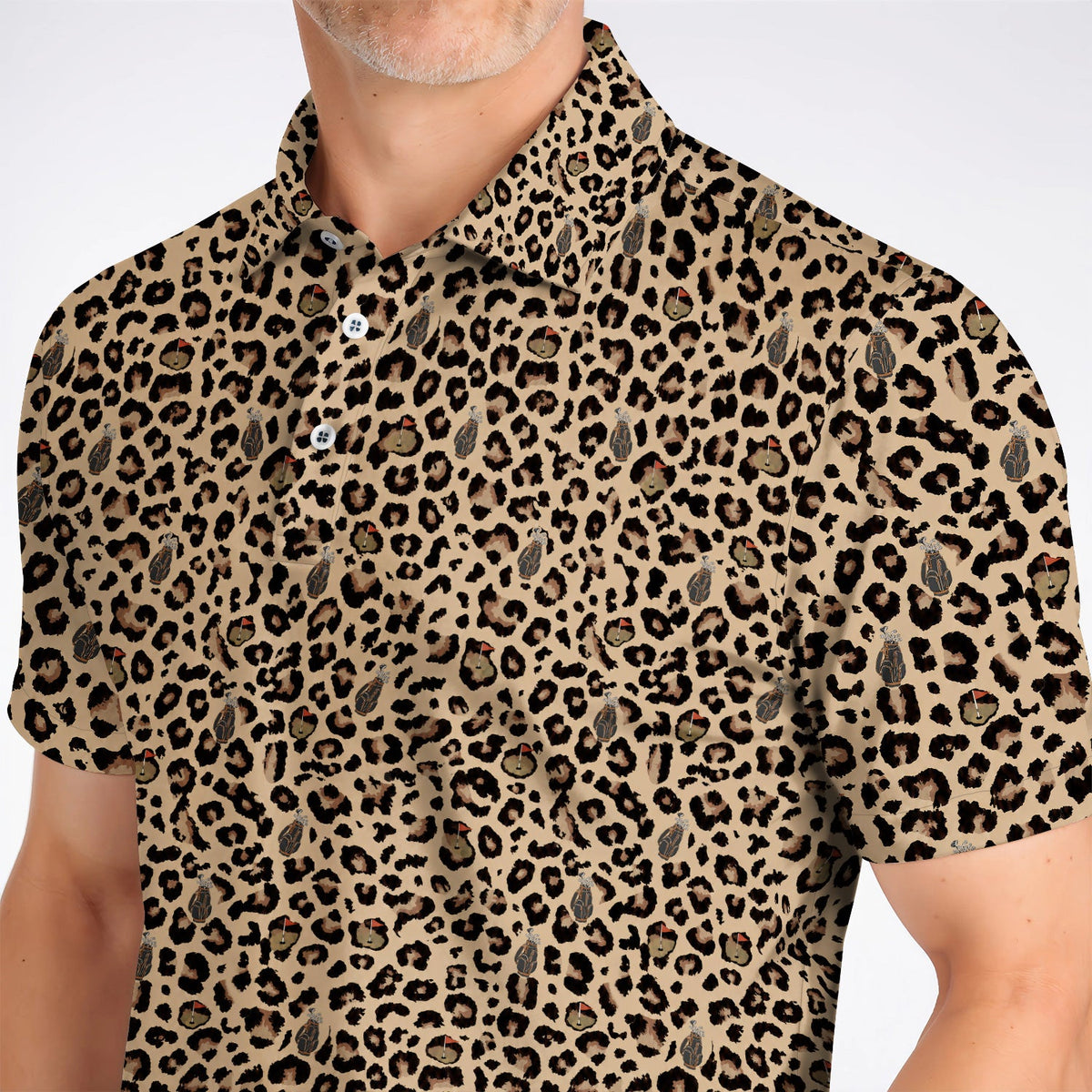 Crazy Leopard Golf Polos, Golf Gift For Golfer, Leopard Pattern Golf Shirt
