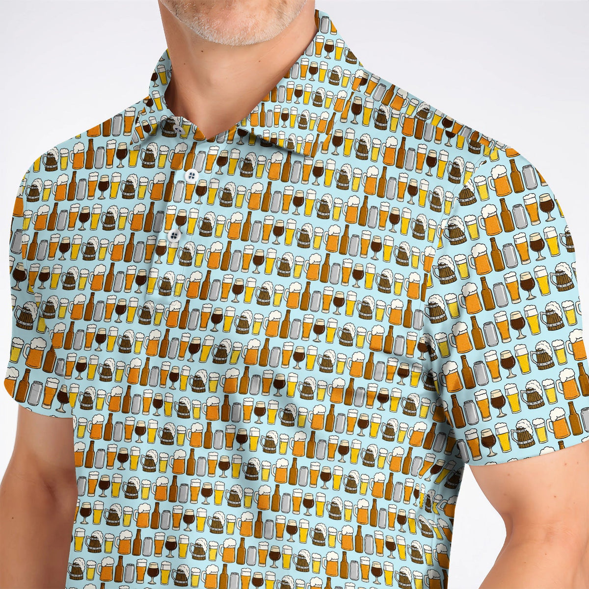 Beer Pattern Golf Polos, Funny Beer Lover Golf Shirt, Golf Gift For Beer Lovers