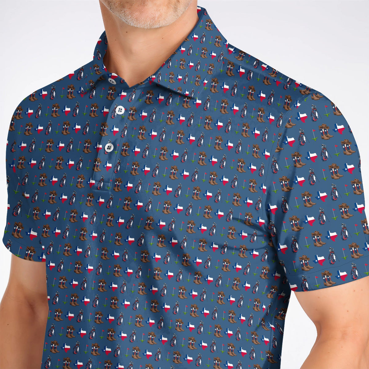 Texas Cowboy Golf Shirt, Western Texas Golf Pattern Polos, Crazy Golf Gift For Golfer