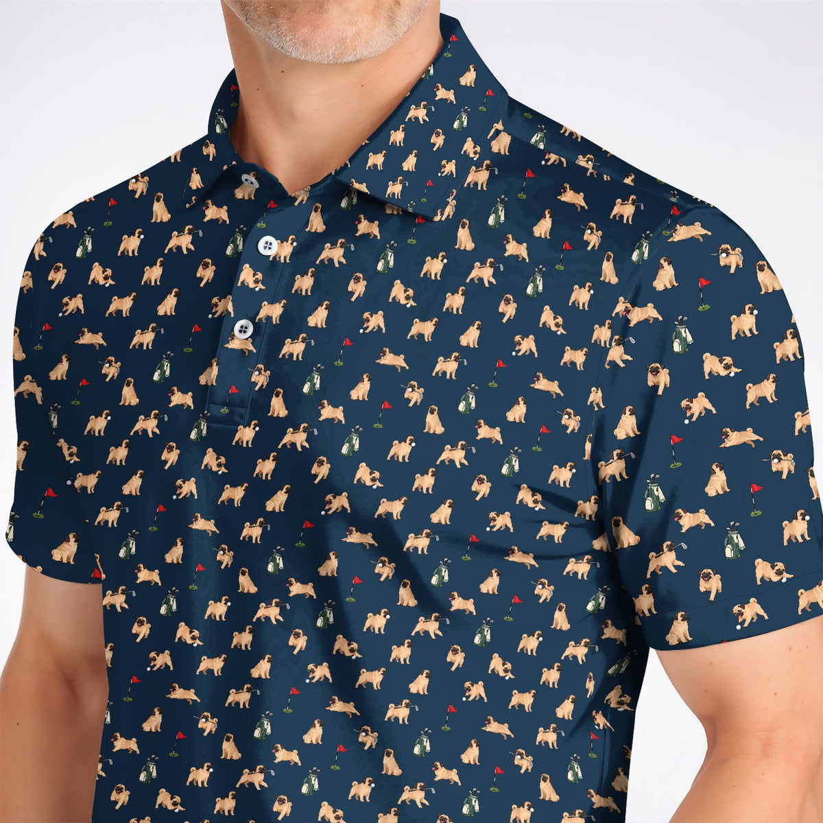 For Dog Lovers Crazy Pug Golf Polos, Pug Pattern Golf Shirt , Golf Gift For Golfers