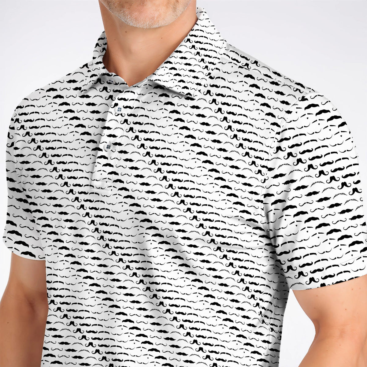 Funny Mustache Golf Polos, Movember Pattern Golf Shirt, Golf Gift for Golfers