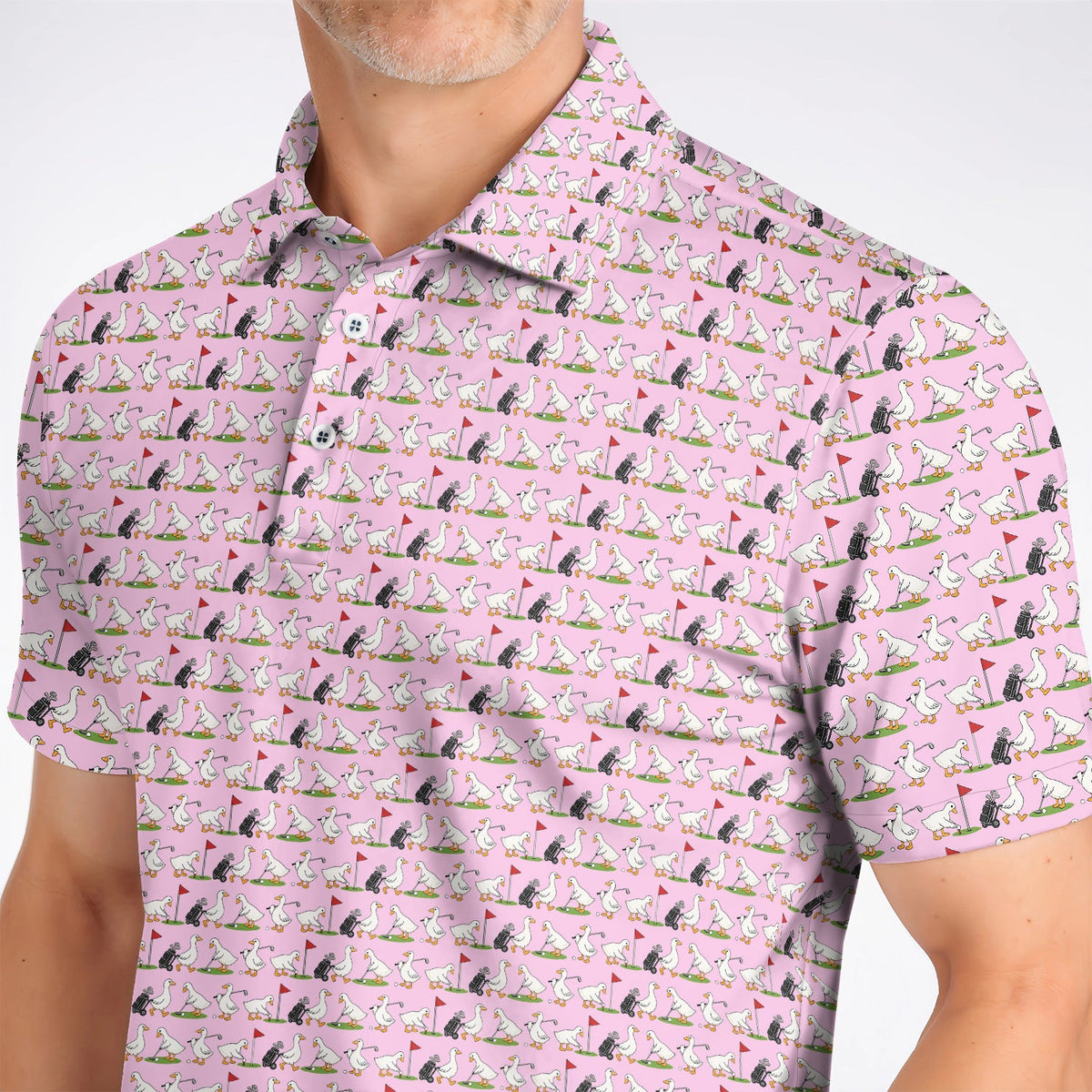 Cute Goose Golf Pattern Polos, Goose Golf Shirt, Crazy Golf Gift for Golfers