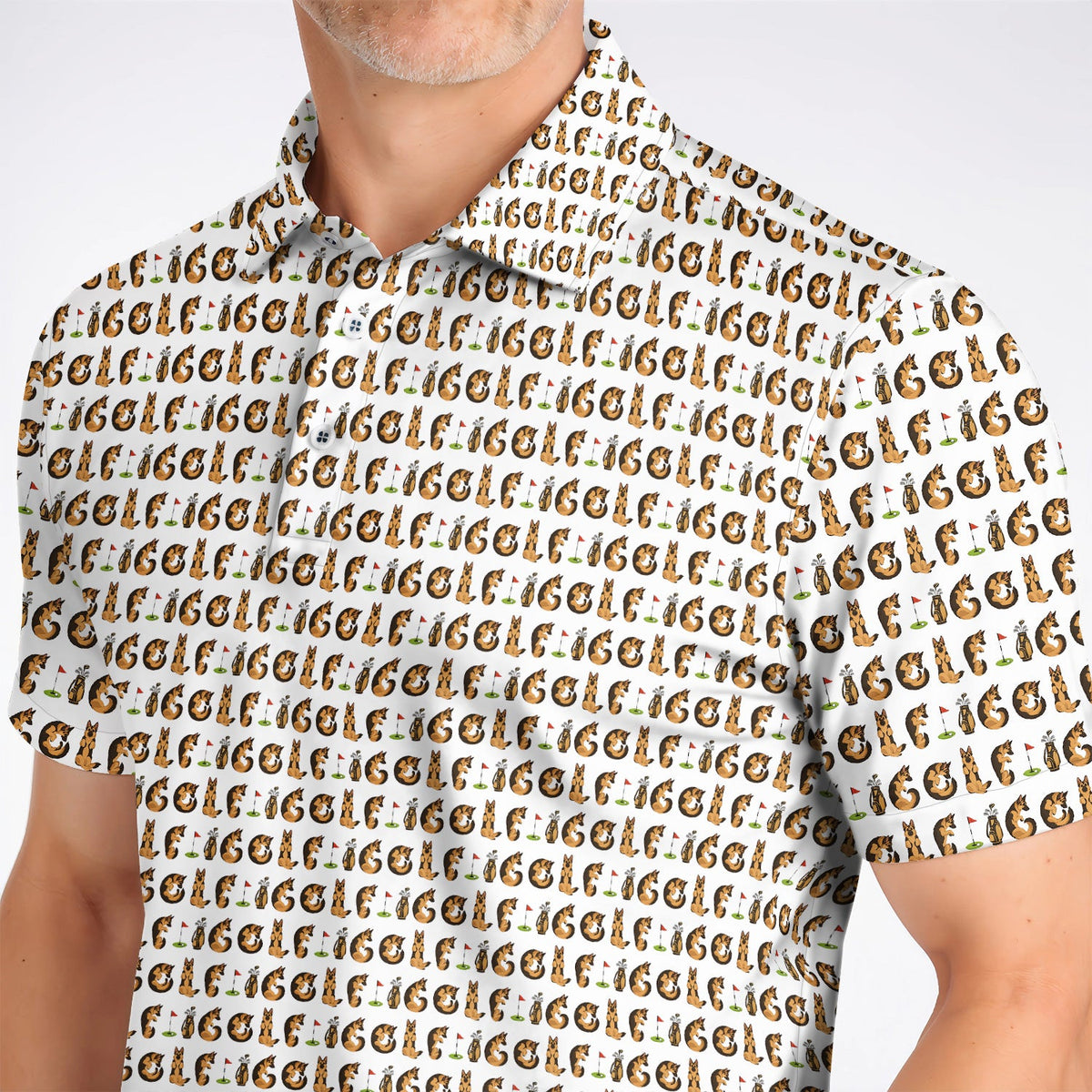 Crazy German Shepherd Pattern Golf Shirt, German Dog Golf Polos, Golf Gift For Golfers