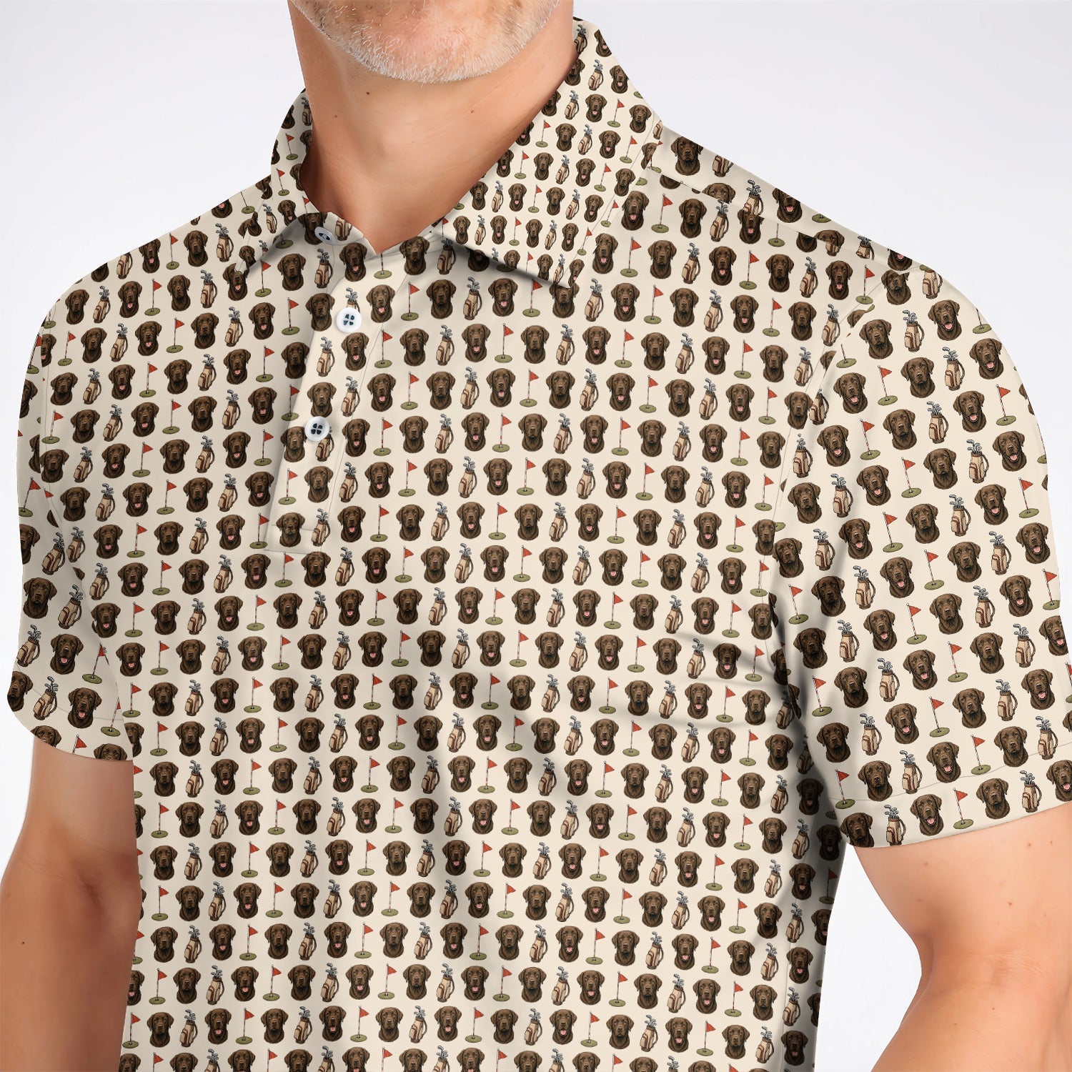 Chocolate Labrador Retriever Golf Shirt, Funny Chocolate Lab Pattern Golf Polos, Dog Lover Golf Shirt