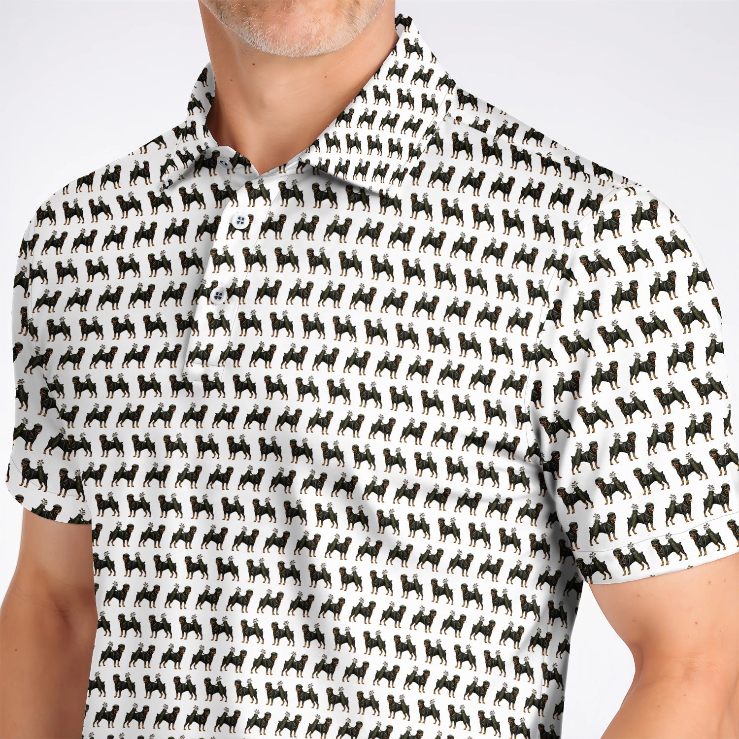 Rottweiler Golf Shirt, Rottweiler Dog Golf Pattern Polos, Crazy Golf Gift For Golfer