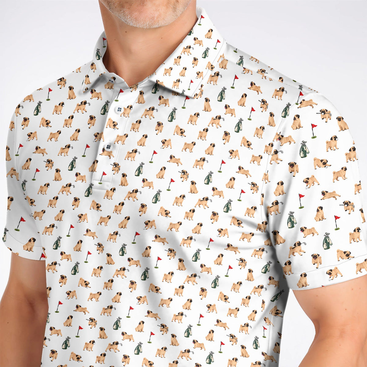 For Dog Lovers Crazy Pug Golf Polos, Pug Pattern Golf Shirt , Golf Gift For Golfers