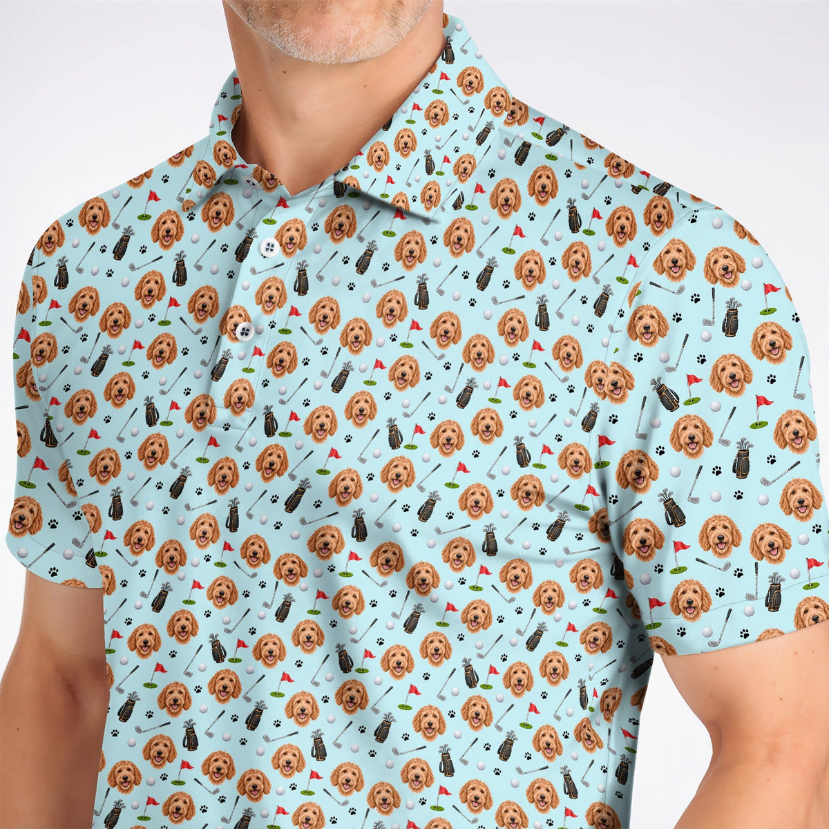 Goldendoodle Golf Polos, Crazy Doodle Dog Pattern Golf Shirt, Golf Gift For Golfers