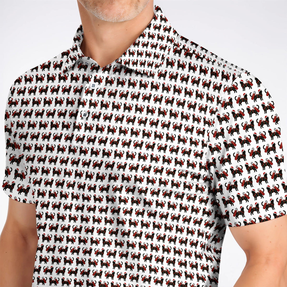 Black Cat Christmas Golf Shirt, Crazy Cats Golf Polos For Xmas Holiday, Golf Gift For Cat Loving Golfer