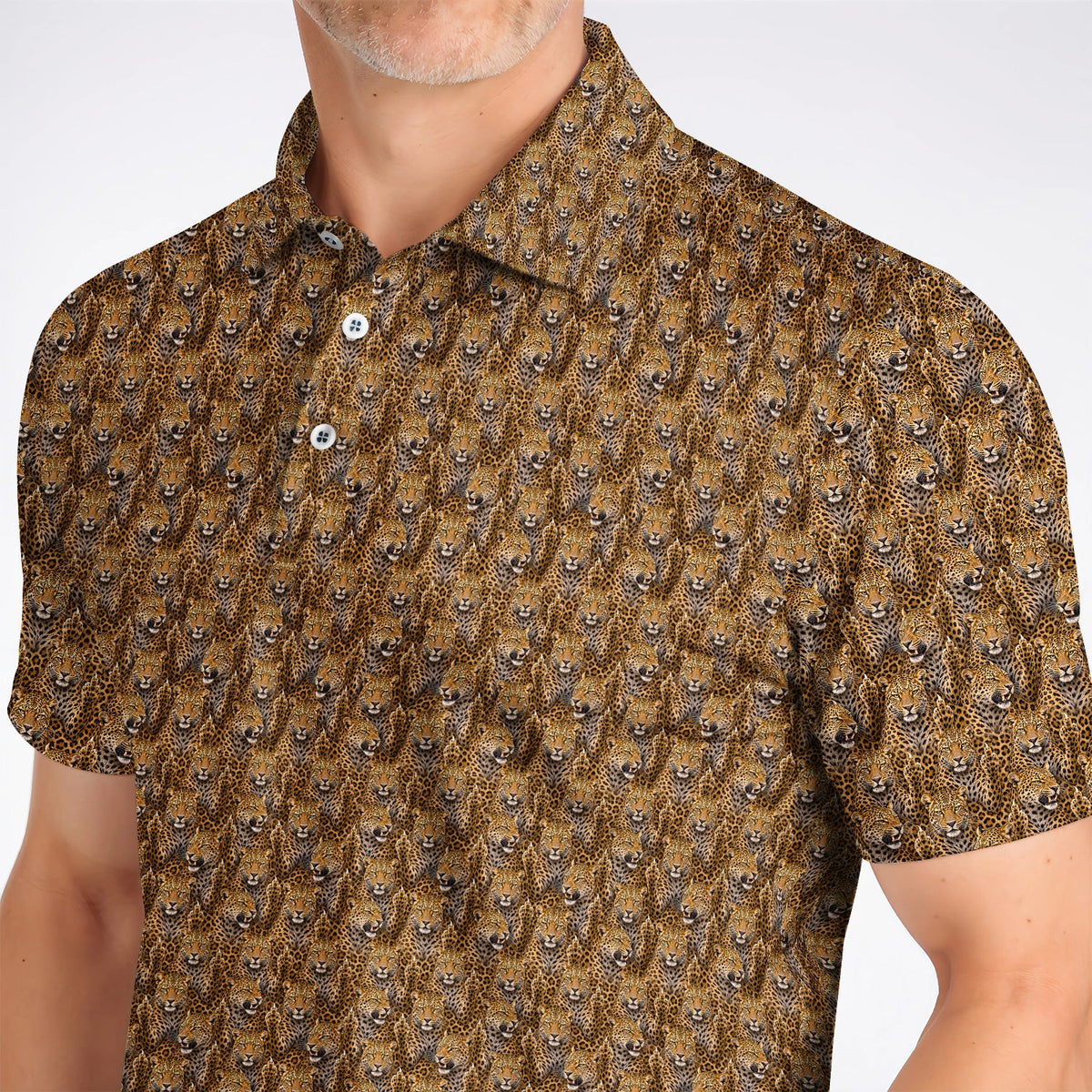 Funny Leopard Golf Shirt, Bold Leopard Pattern Golf Polos, Wild Safari Gift For Golf Lovers