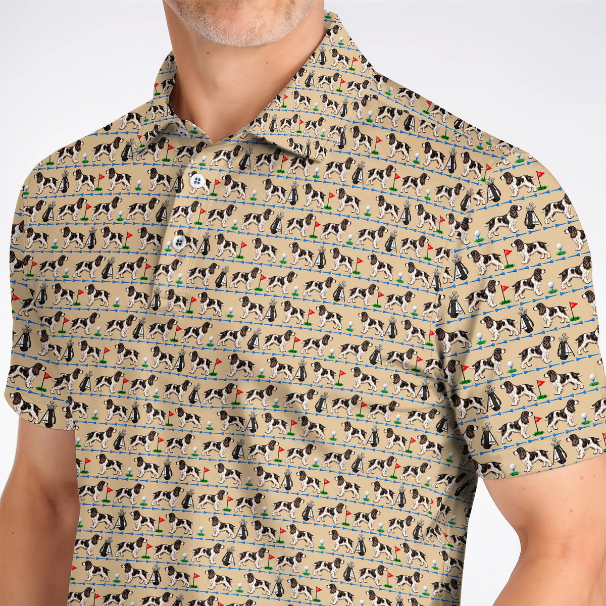 English Springer Spaniel Golf Polos, Crazy Pattern Golf Shirt For Dog Lovers, Golf Gift For Golfer