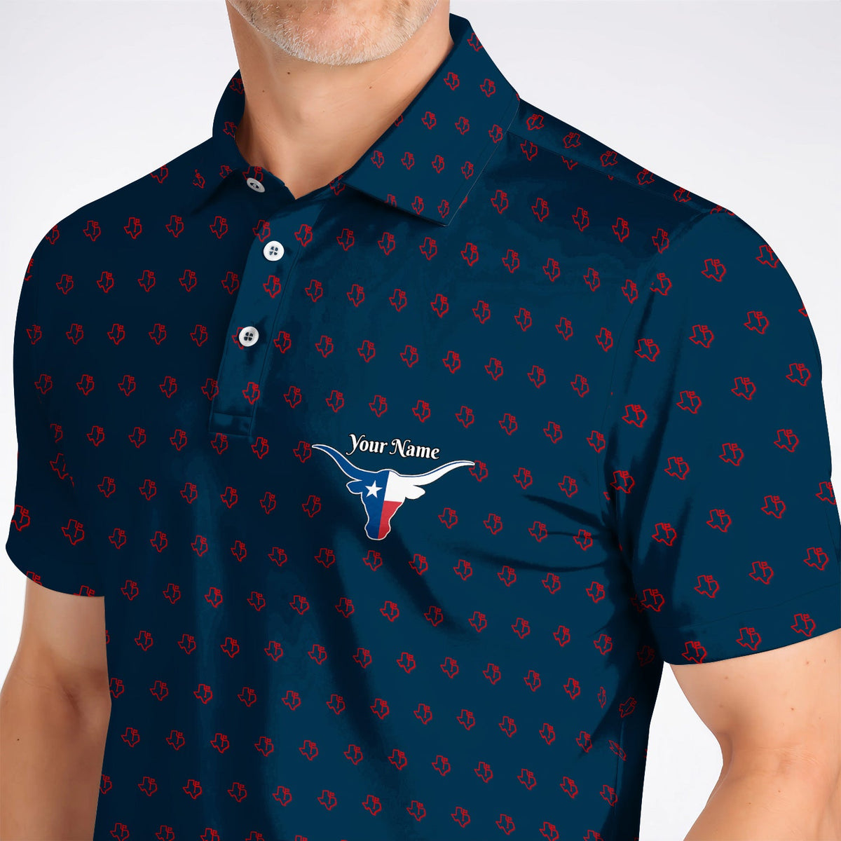Personalized Texas Longhorn Golf Polos, Texas Pattern Golf Shirt, Unique Texas Golf Gift For Golfer