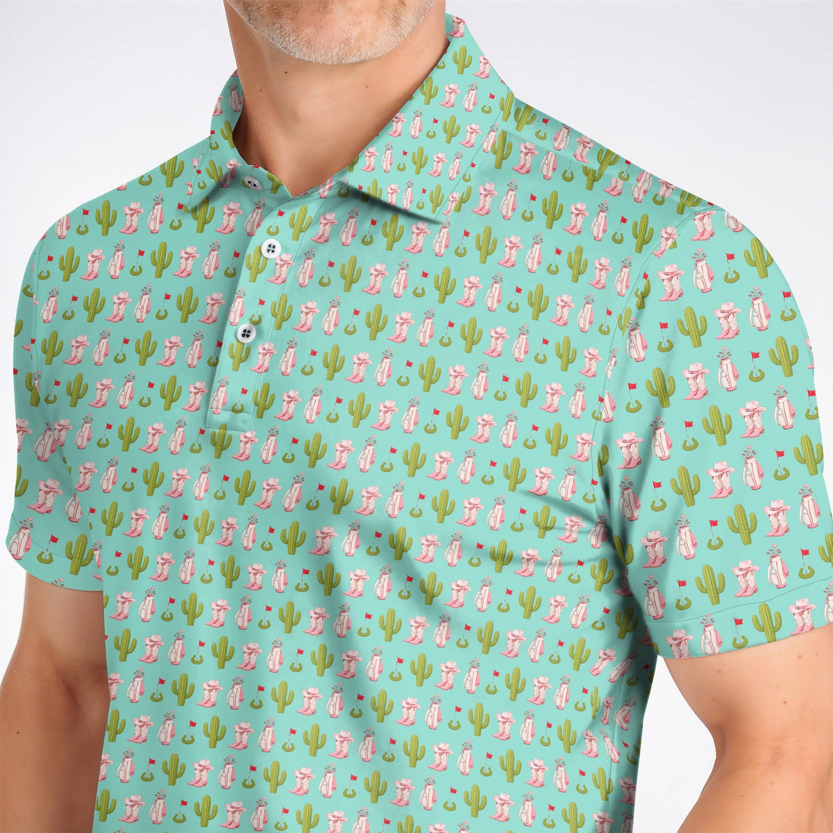 Cowgirl Pattern Golf Polos, Western Cactus Golf Shirt, Golf Gifr For Golfers
