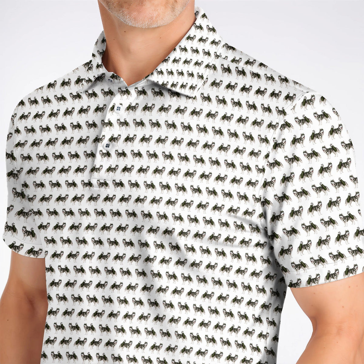 Husky Golf Polos, Husky Sibir Pattern Golf Shirt For Golfer, Funny Golf Gift For Dog Lover