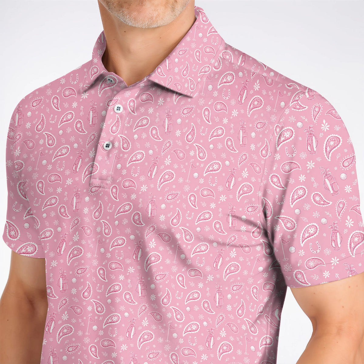 Cowgirl Paisley Pattern Golf Polos, Pink Western Golf Shirt, Cute Paisley Golf Gift For Golfers