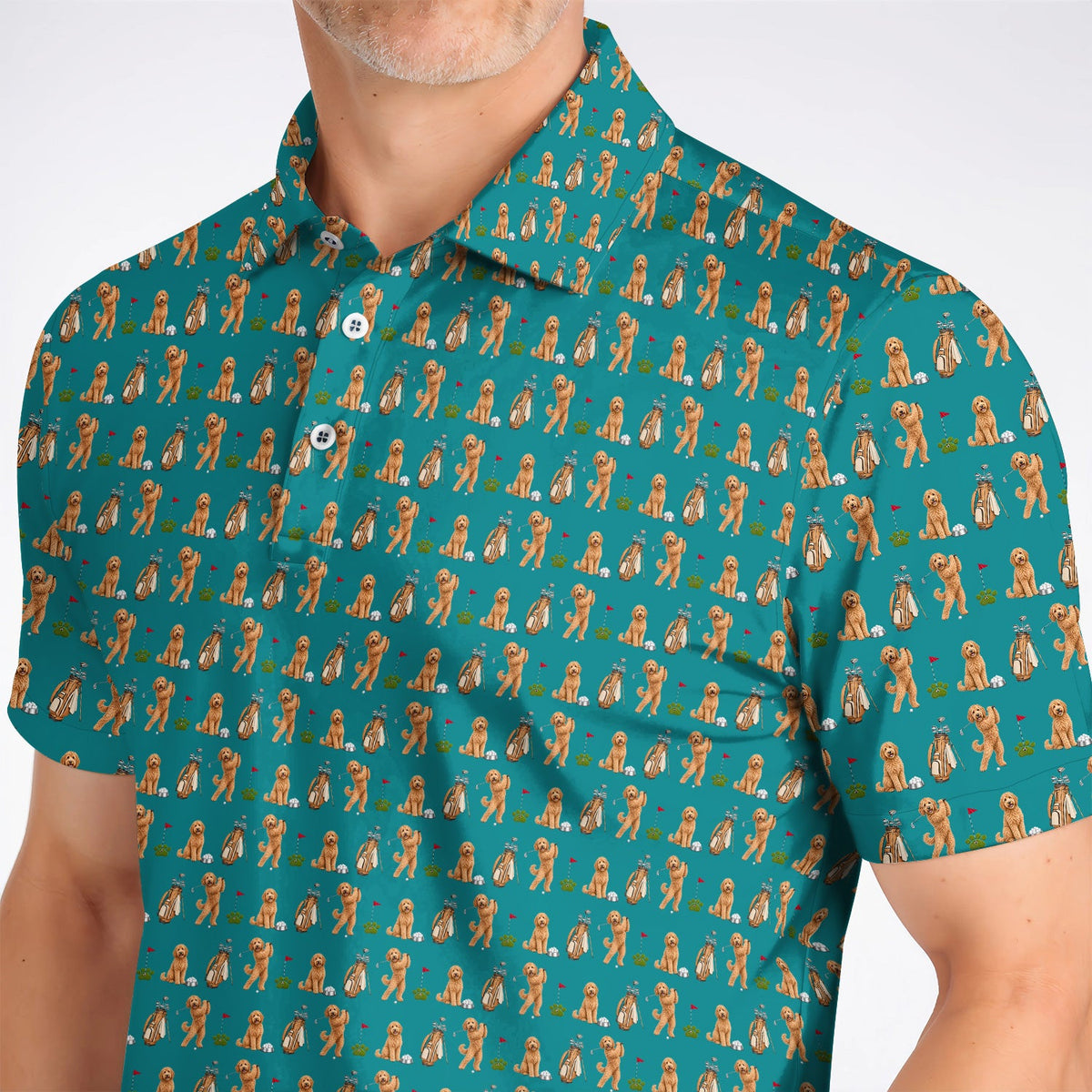 Goldendoodle Golf Polos, Dog Pattern Golf Shirt, Funny Golf Gift For Golfers