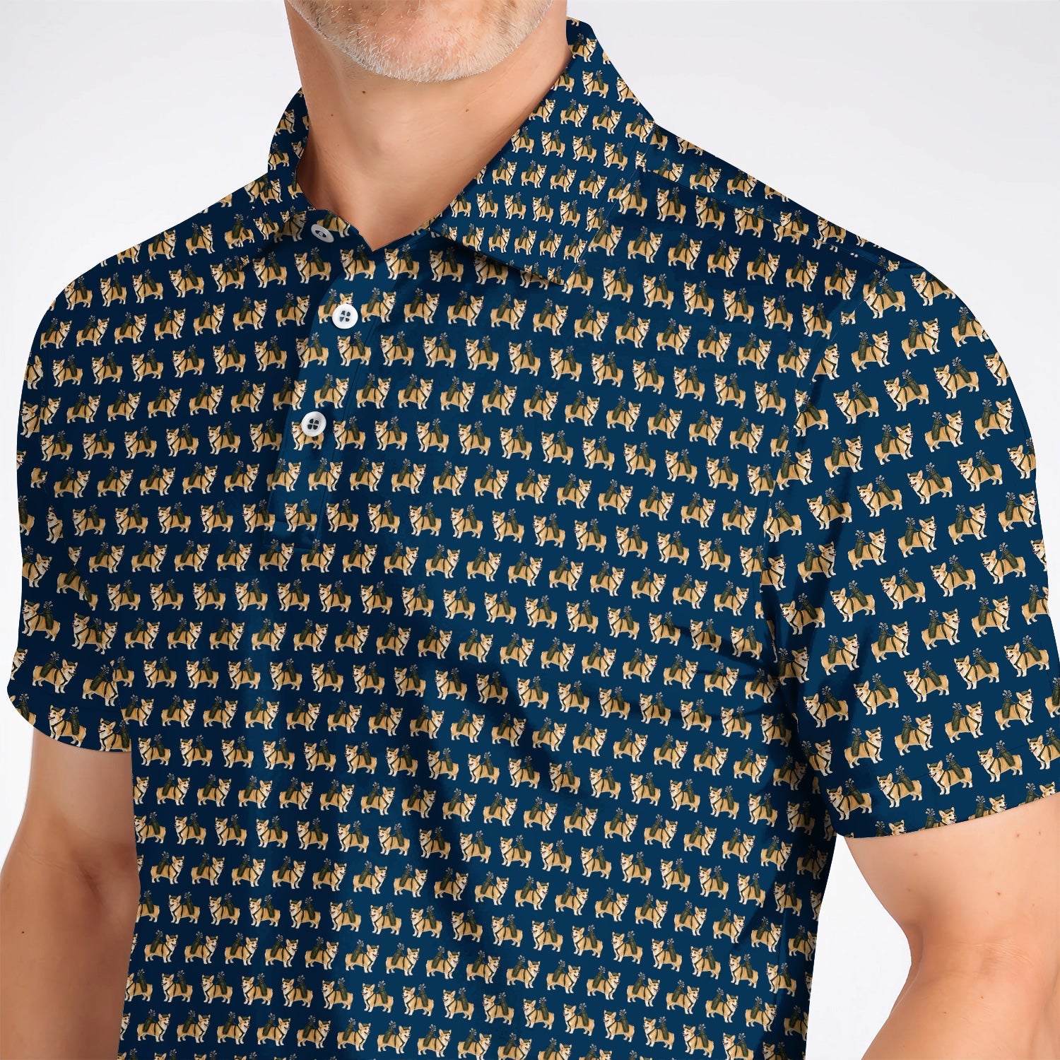 Funny Corgi Golf Polos For Golfer, Corgi Pattern Golf Shirt, Dog Lover Golf Gift