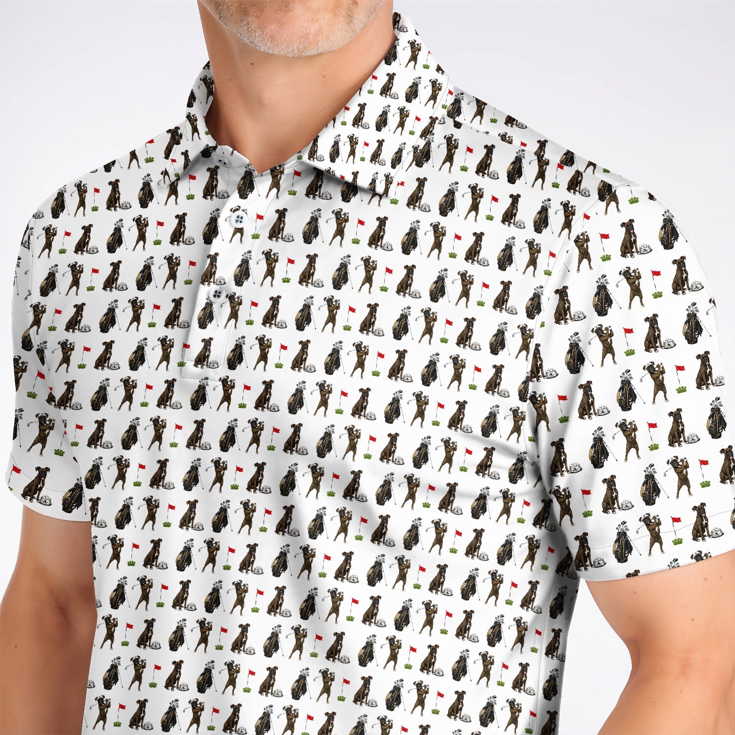 Brindle Boxer Dog Golf Polos, Funny Pattern Golf Shirt, Golf Dad Gift