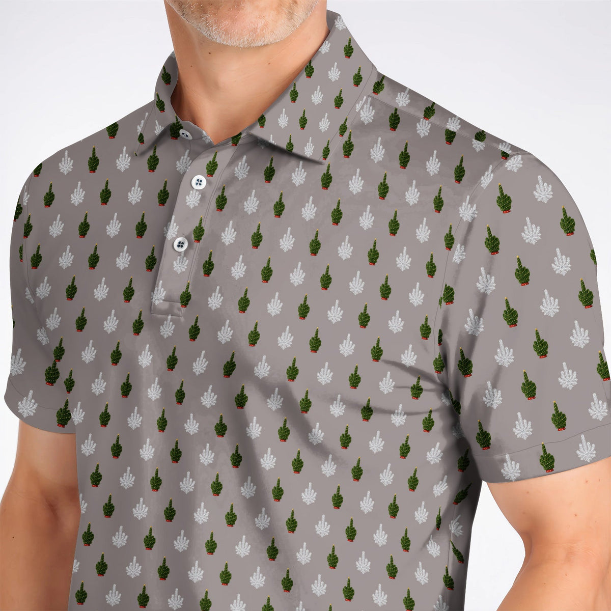 Christmas Tree Pattern Golf Polos, Xmas Golf Shirt, Funny Golf Gift For Golfer