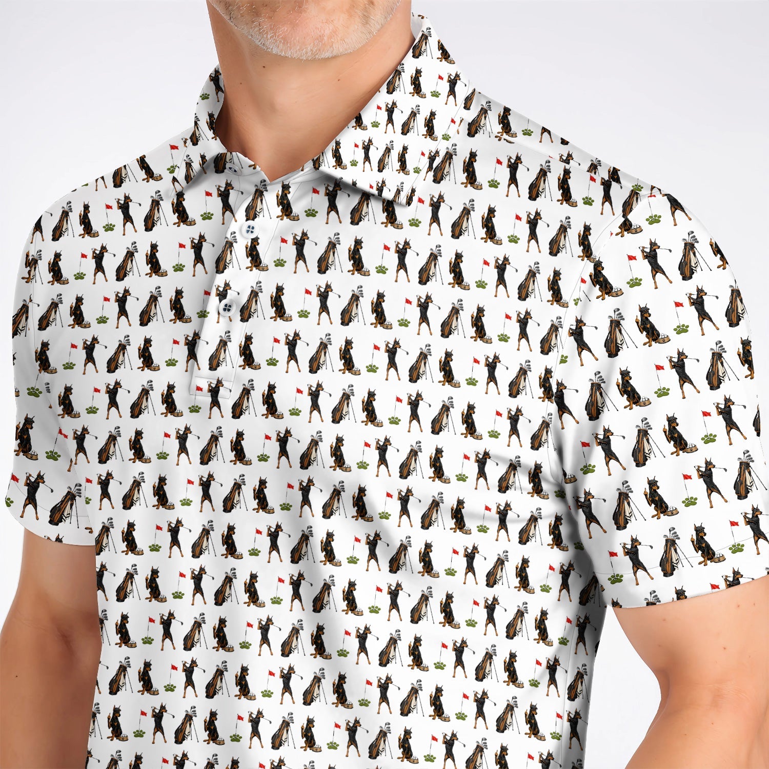 Doberman Golf Shirt, Funny Doberman Pattern Golf Polos, Dog Lover Golf Gift