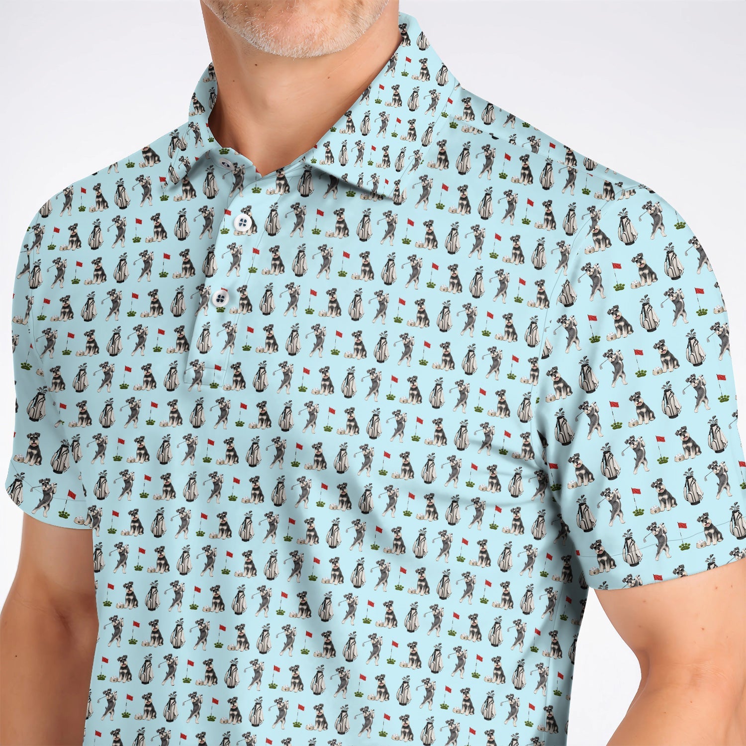 Funny Miniature Schnauzer Golf Shirt, Schnauzer Pattern Golf Polos, Gift For Golf Lovers