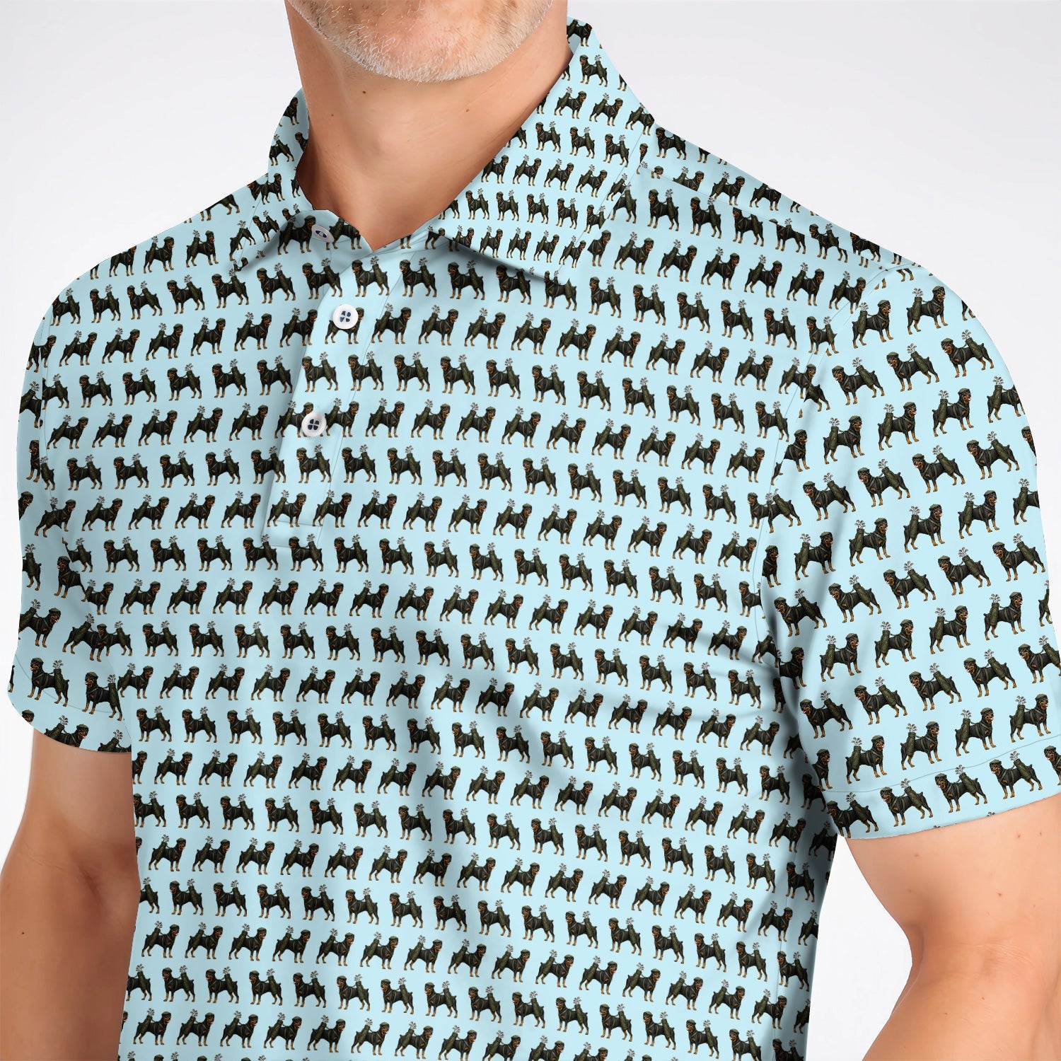 Rottweiler Golf Shirt, Rottweiler Dog Golf Pattern Polos, Crazy Golf Gift For Golfer
