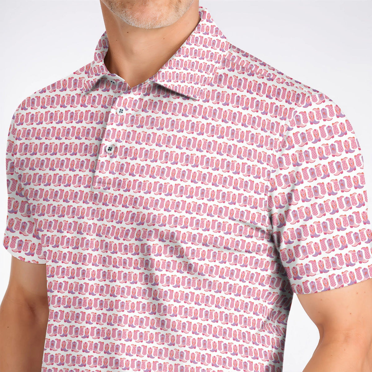 Pink Cowgirl Golf Polos, Western Cowboy Boots Pattern Golf Shirt, Crazy Golf Gift For Golfers
