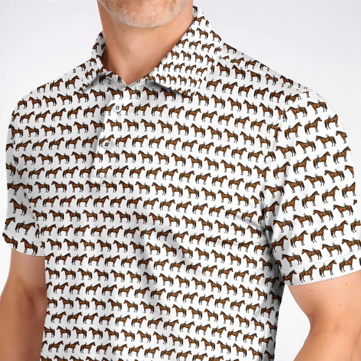 American Quarter Horse Golf Shirt, Crazy Horse Pattern Golf Polos, Western Horse Gift for Golfers