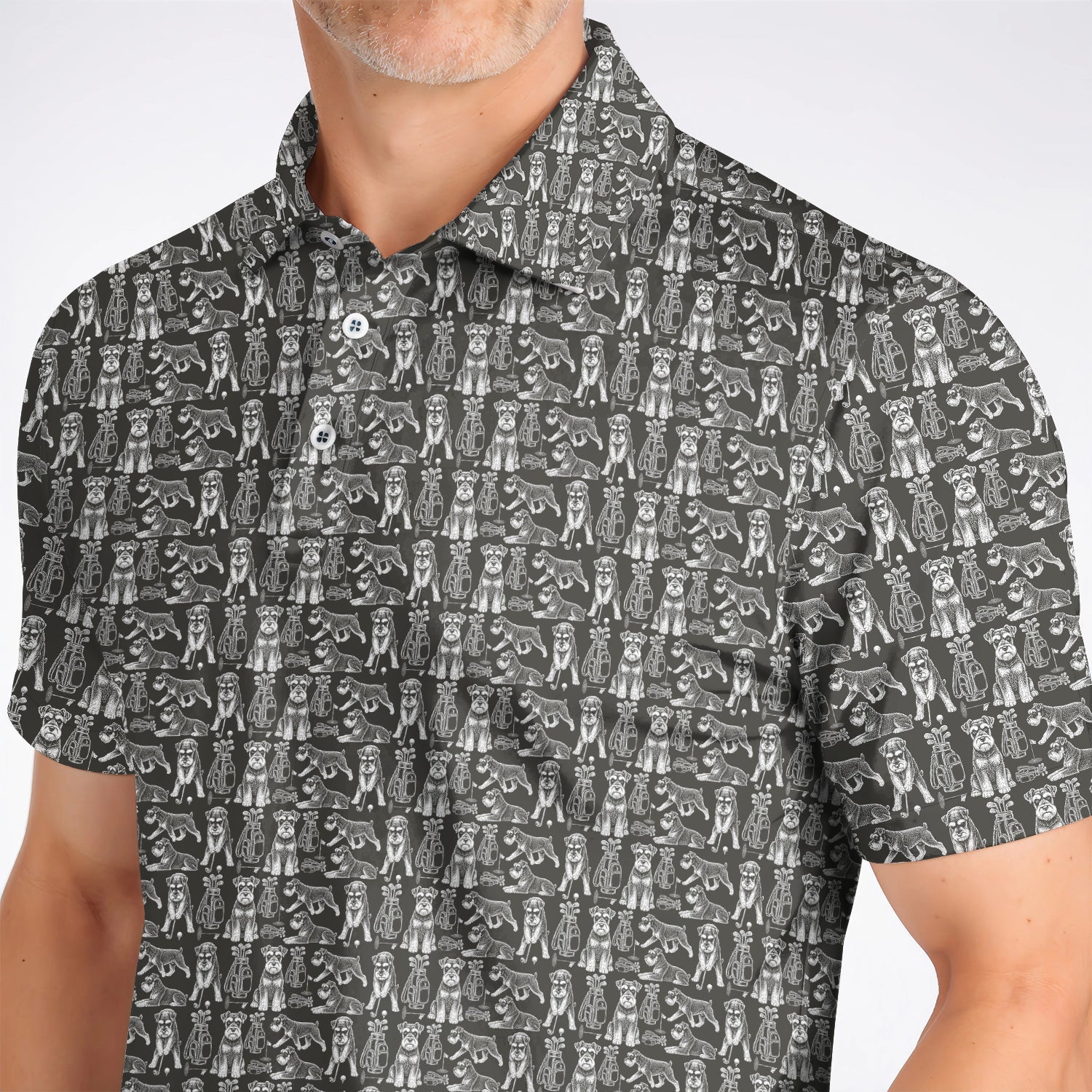 Miniature Schnauzer Golf Polos, Retro Schnauzer Golf Shirt, Crazy Golf Gift For Golfer