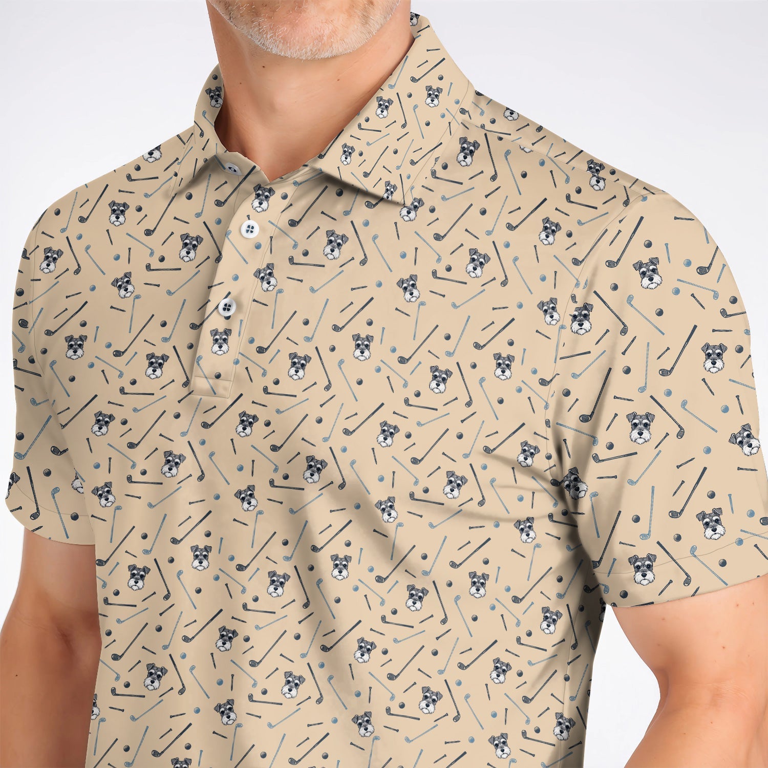 Crazy Miniature Schnauzer Pattern Golf Polos, Mini Schnauzer Golf Shirt, Dog Lover Golf Gift