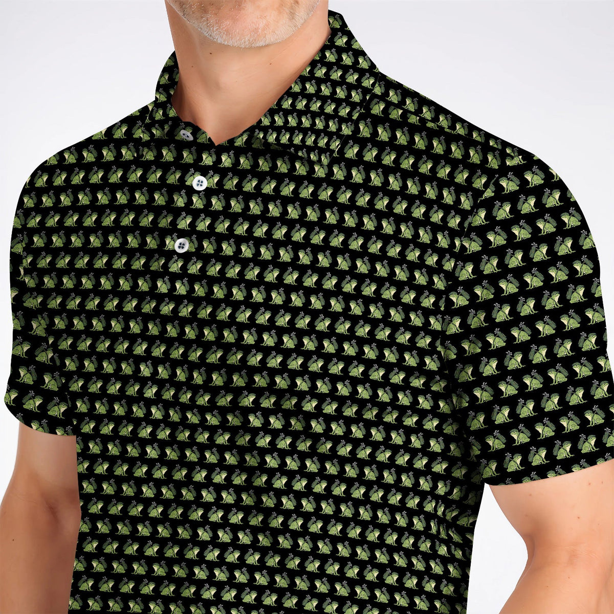 Funny Frog Golf Polos, Cute Frog Pattern Golf Shirt, Unique Golf Shirt For Golfer