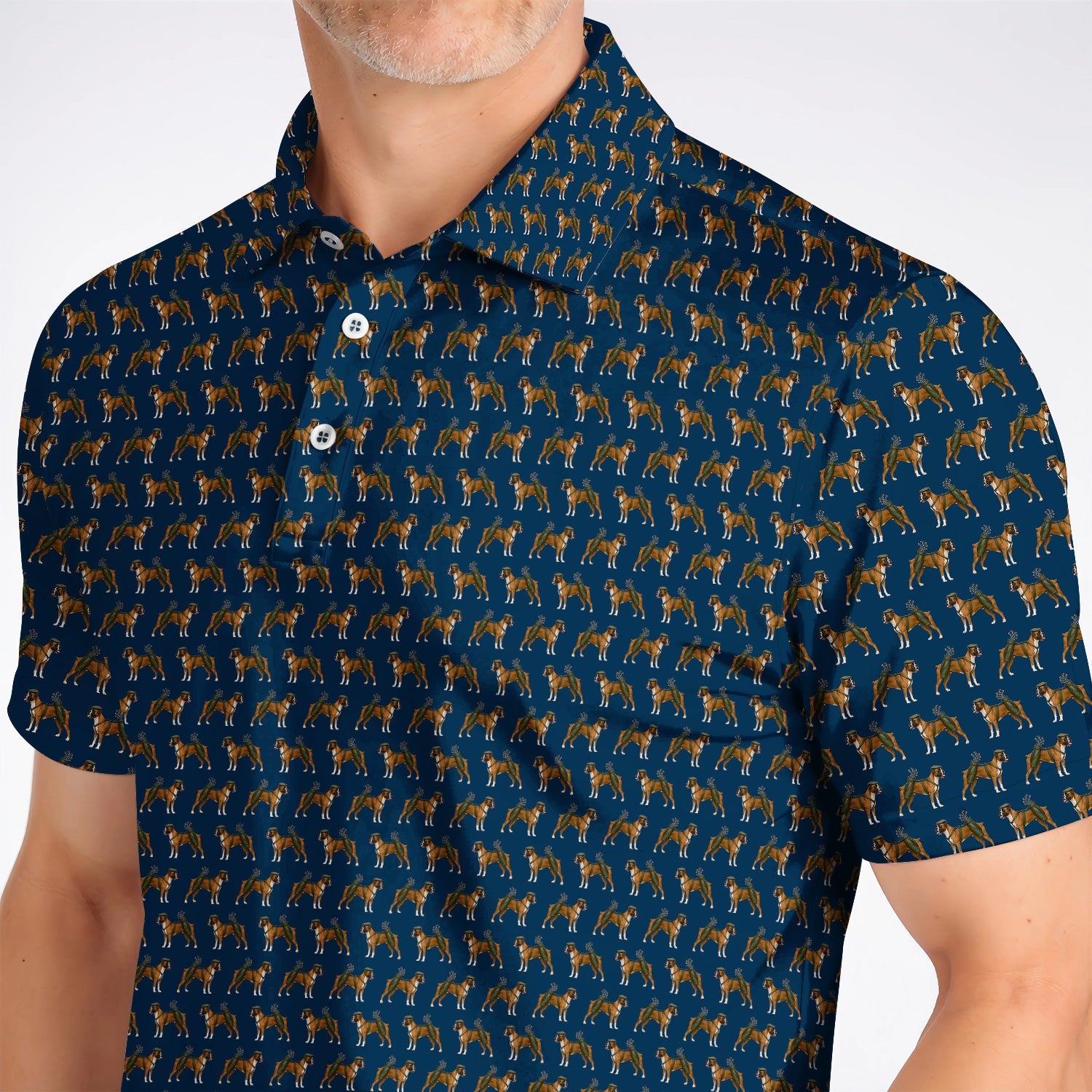 Boxer Dog Golf Polos, Boxer Pattern Golf Shirt for Golfer, Golf Gift For Dog Owners