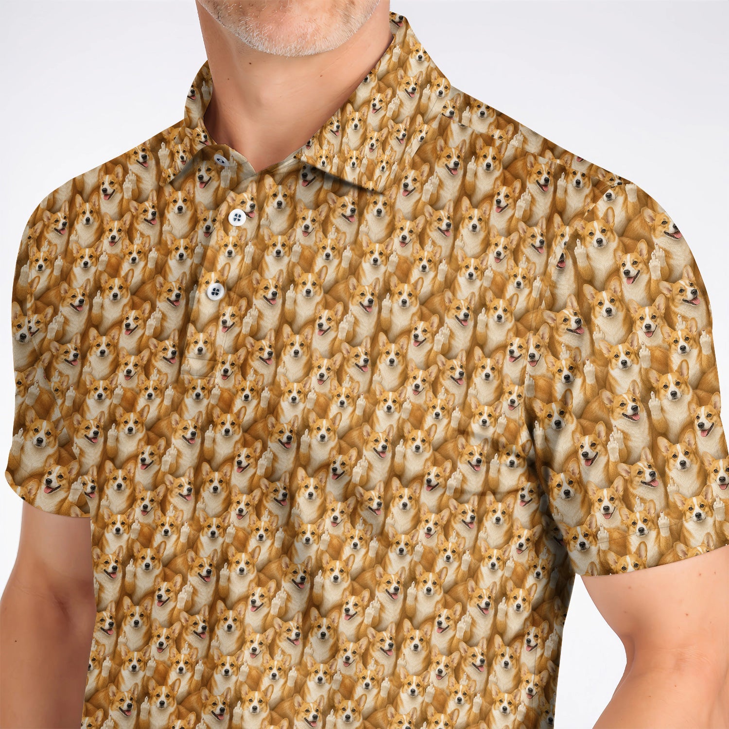 Crazy Corgi Golf Polos, Corgi Pattern Golf Shirt, Golf Gift For Golfer