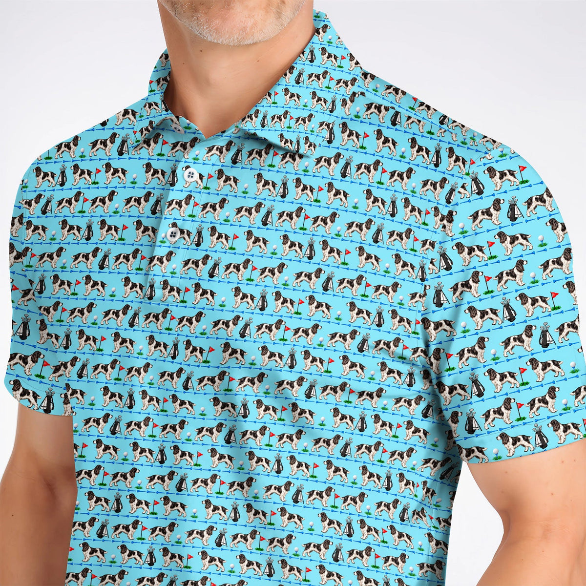 English Springer Spaniel Golf Polos, Crazy Pattern Golf Shirt For Dog Lovers, Golf Gift For Golfer
