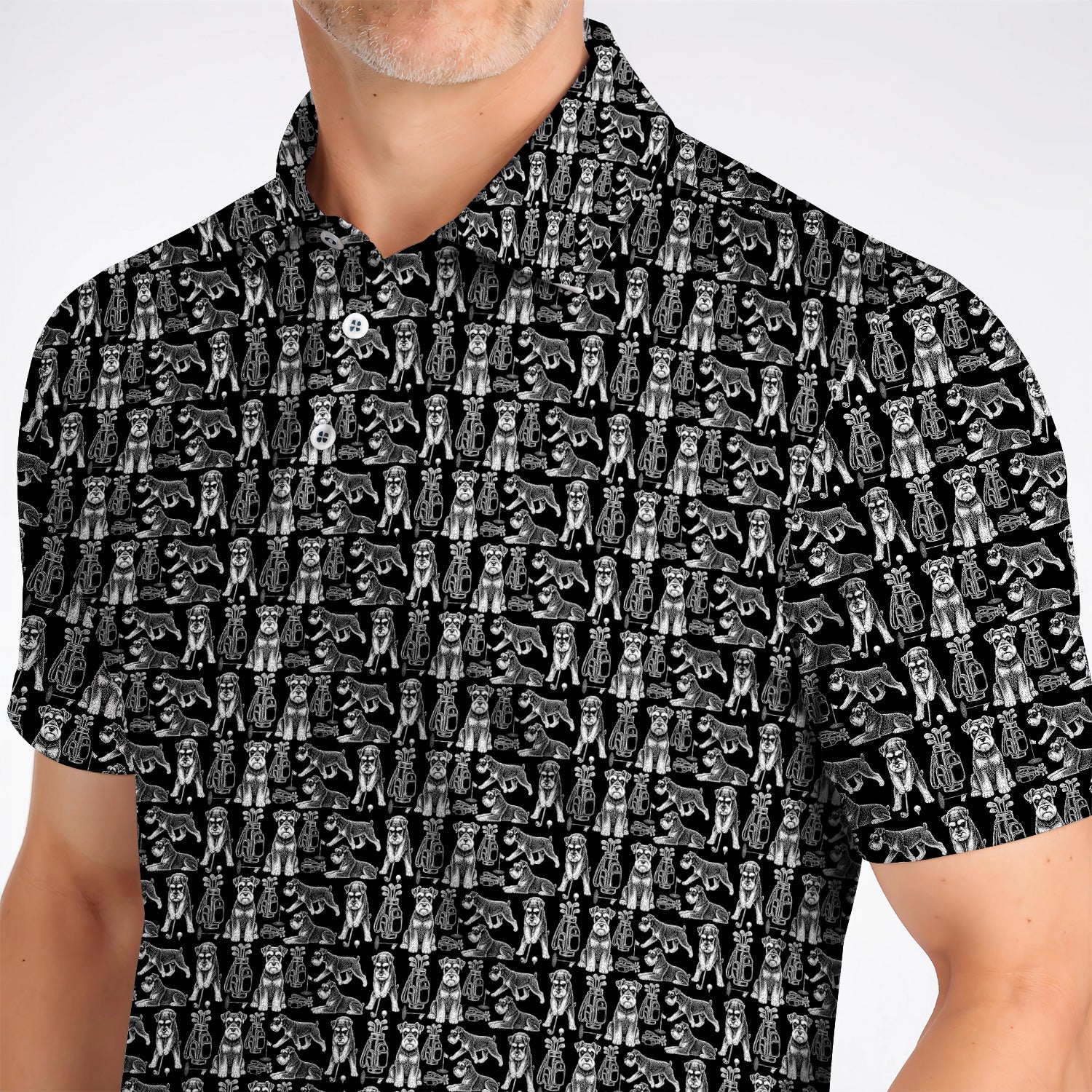 Miniature Schnauzer Golf Polos, Retro Schnauzer Golf Shirt, Crazy Golf Gift For Golfer