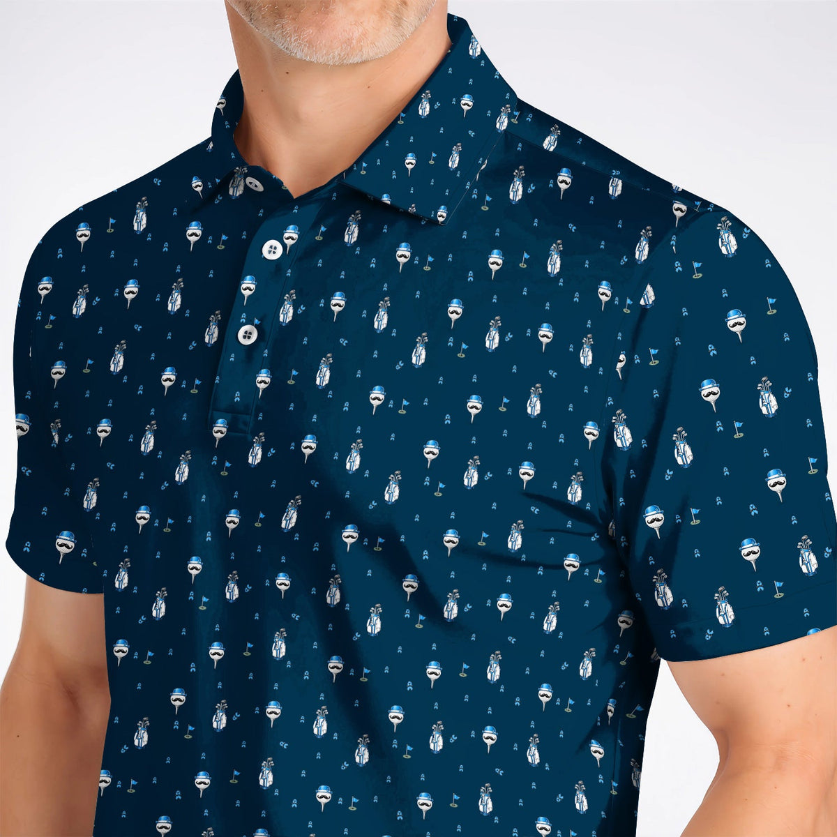 Blue Ribbon Golf Shirt, Prostate Cancer Awareness Golf Polos, Golf Gift for Golfer