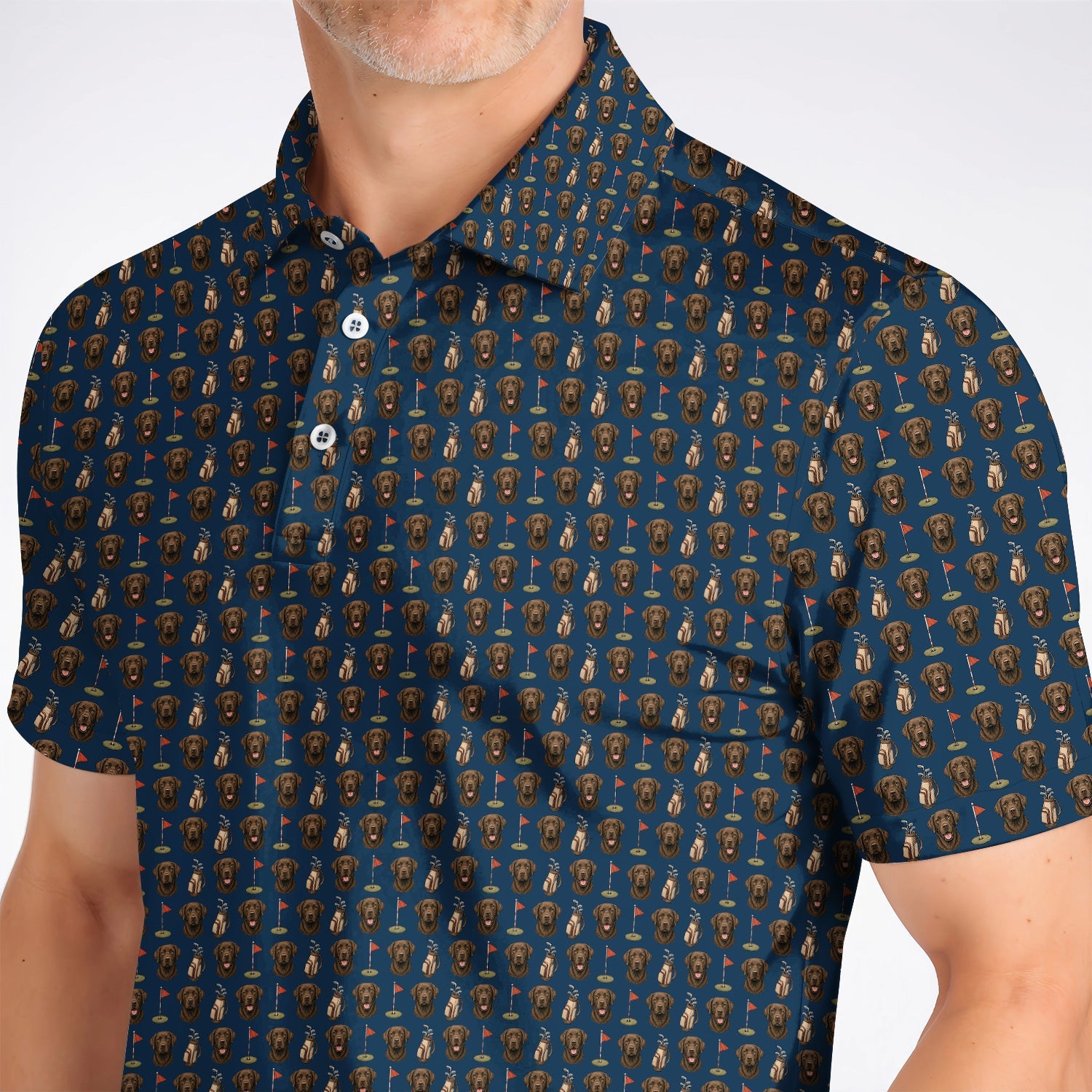 Chocolate Labrador Retriever Golf Shirt, Funny Chocolate Lab Pattern Golf Polos, Dog Lover Golf Shirt