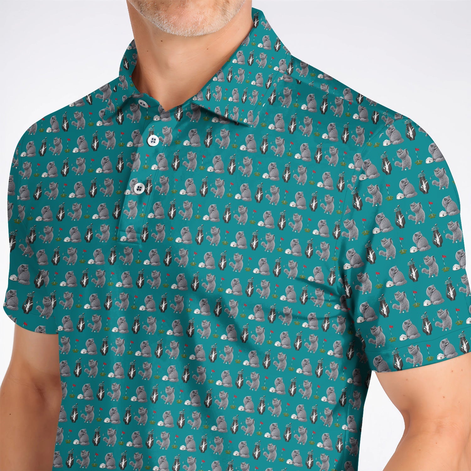 British Shorthair Golf Polos, Cute British Shorthair Pattern Golf Shirt, Golf Gift for Cat Lovers