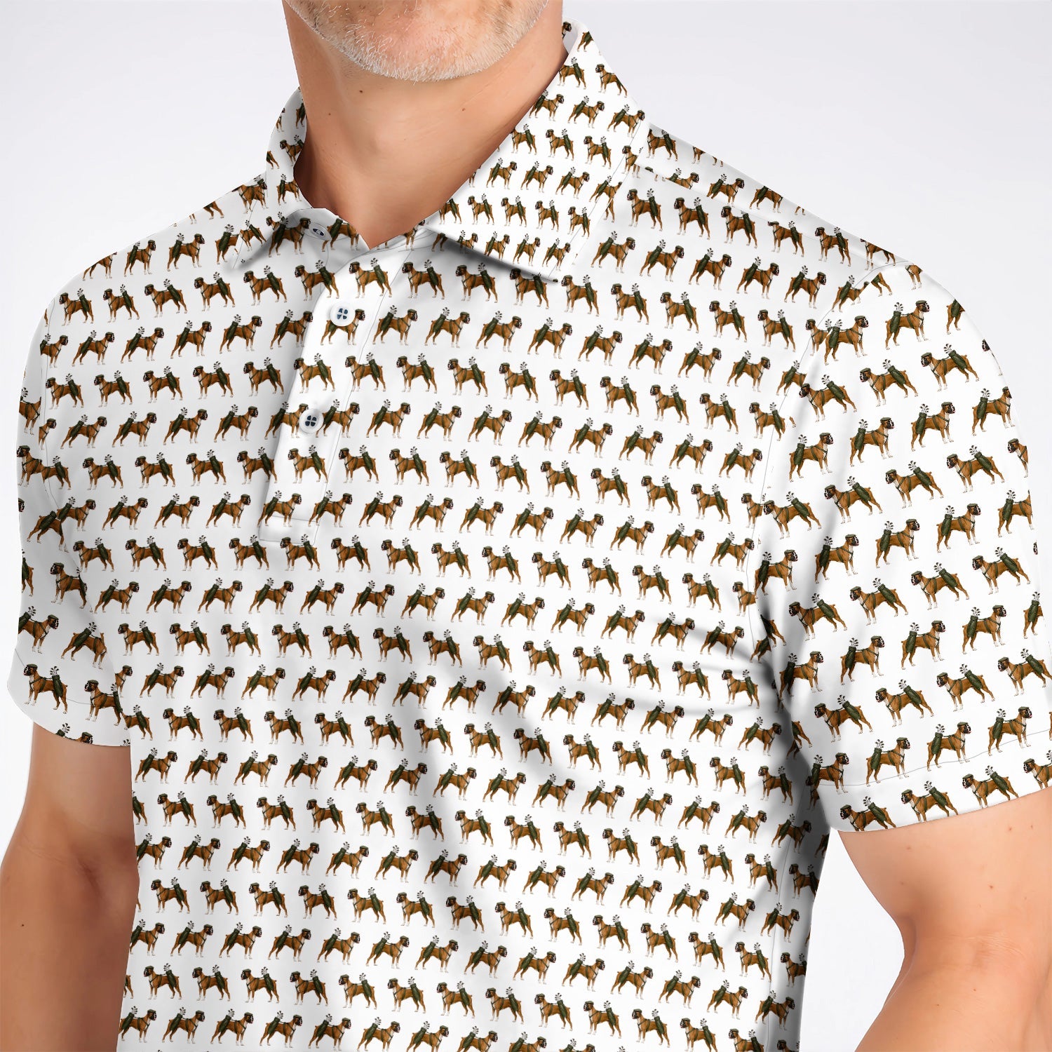 Boxer Dog Golf Polos, Boxer Pattern Golf Shirt for Golfer, Golf Gift For Dog Owners