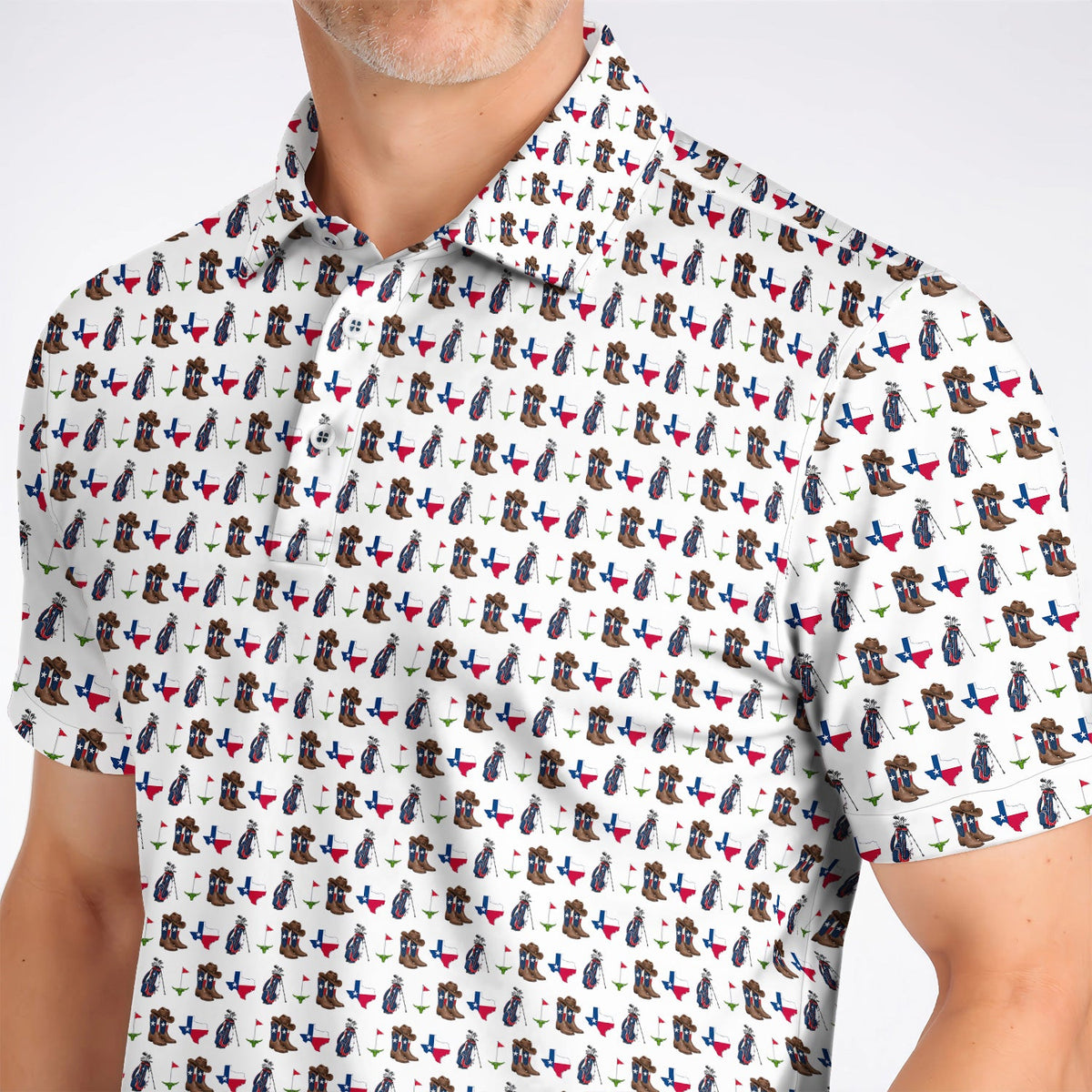 Texas Cowboy Golf Shirt, Western Texas Golf Pattern Polos, Crazy Golf Gift For Golfer
