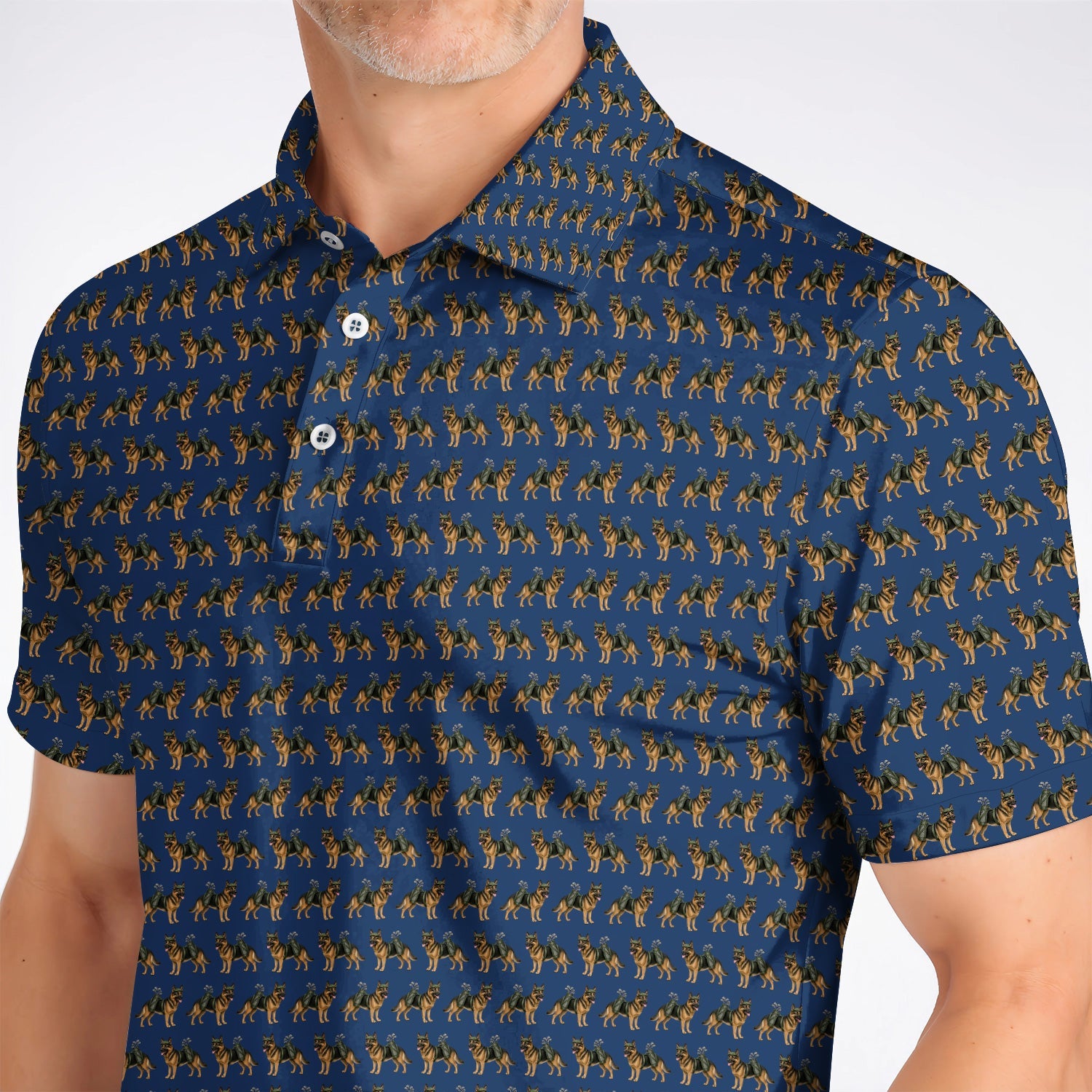 German Shepherd Golf Polos, Dog Lover Pattern Golf Shirt, Funny Golfer Dog Gift