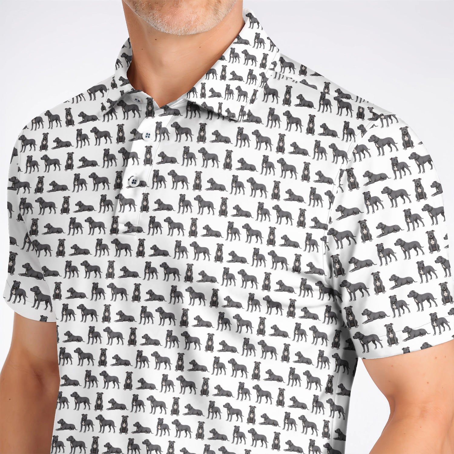 Pit Bull Golf Polos, Pit Bull Pattern Golf Shirt for Dog Lovers, Golf Gift For Golfer