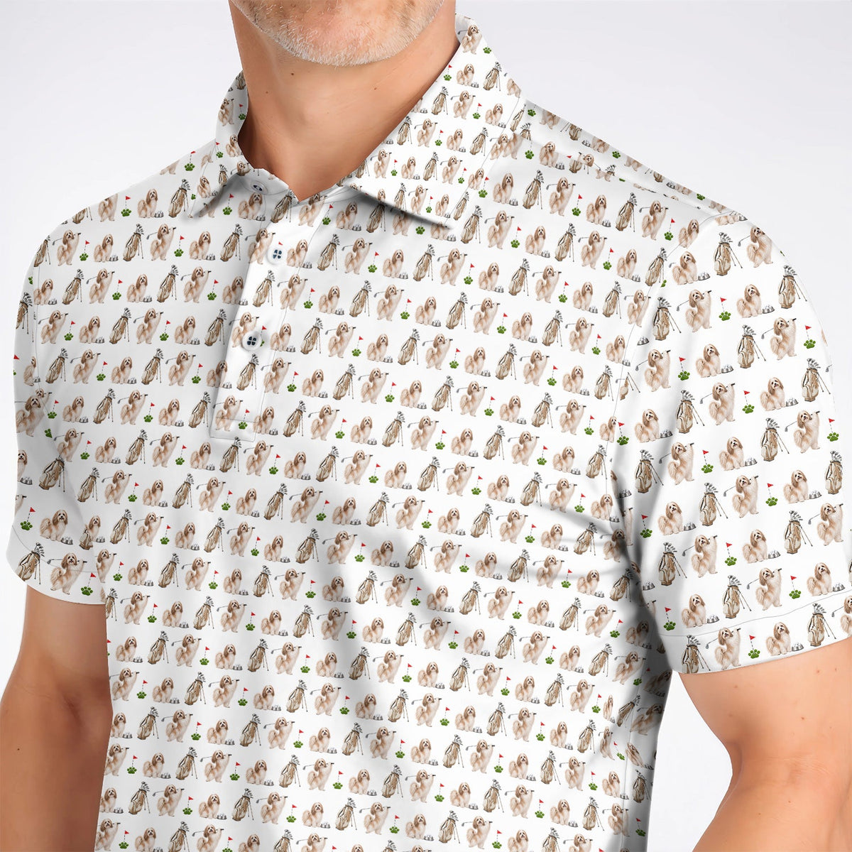 Havanese Golf Polos, Funny Havanese Pattern Golf Shirt, Golf Gift For Dog Lovers