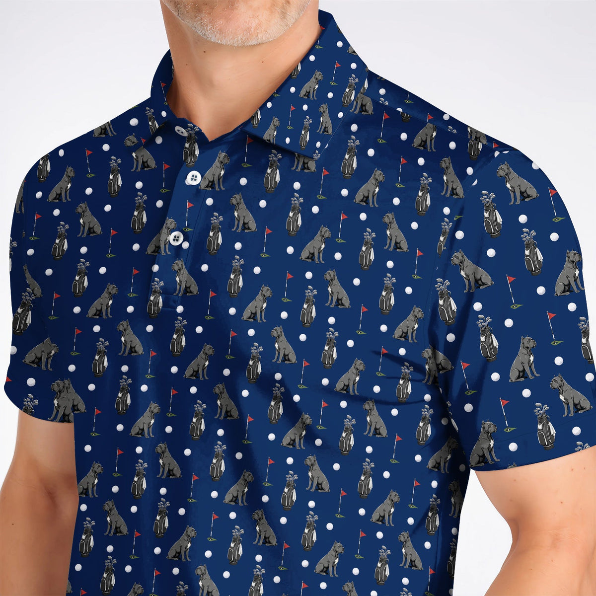 Funny Cane Corso Pattern Golf Shirt, Black Cane Corso Golf Polos for Dog Lovers, Golf Gift for Golfers