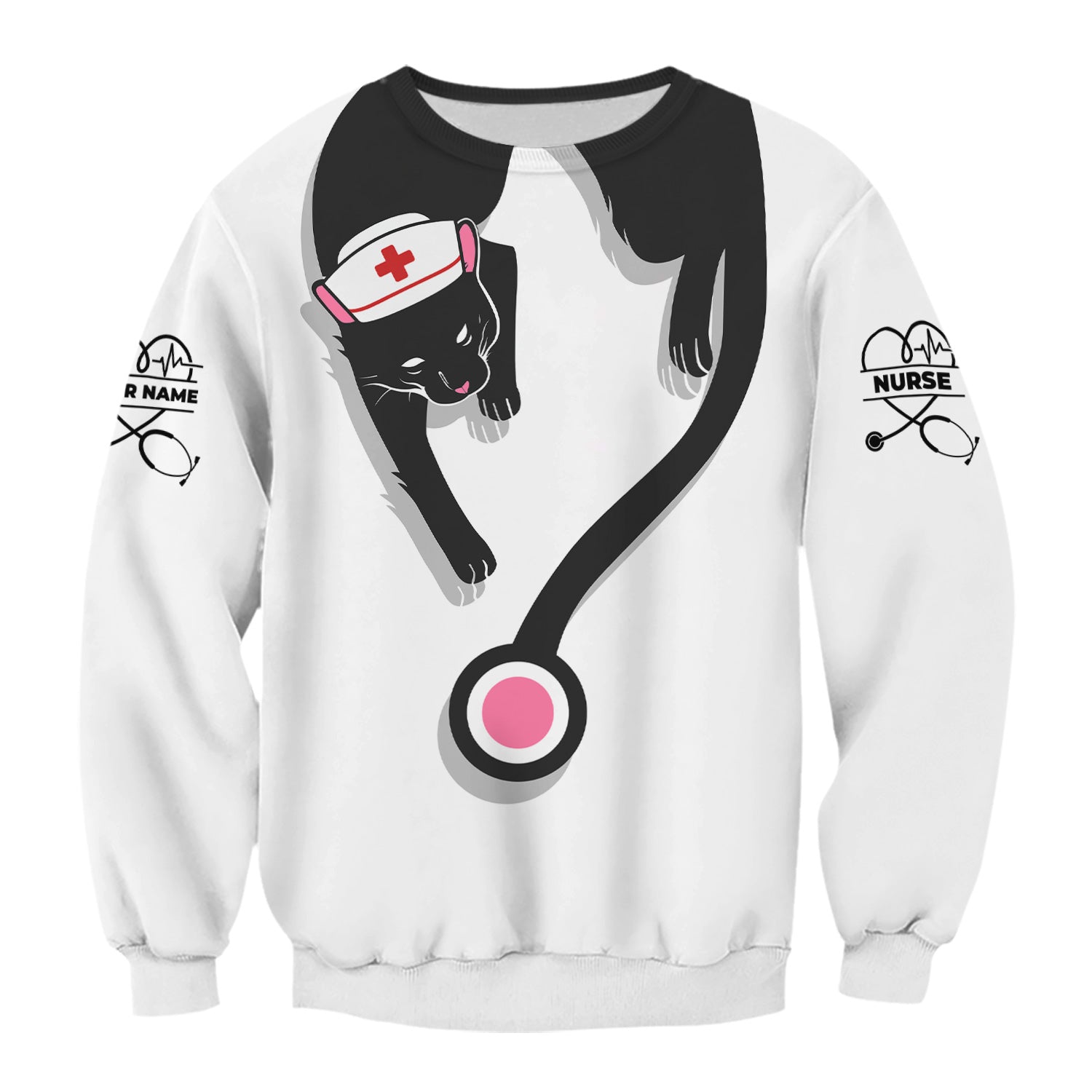 Personalized Black Cat Nurse Shirt - Funny Cat Lover Medical Tee for Women - Gift for RN LPN CNA