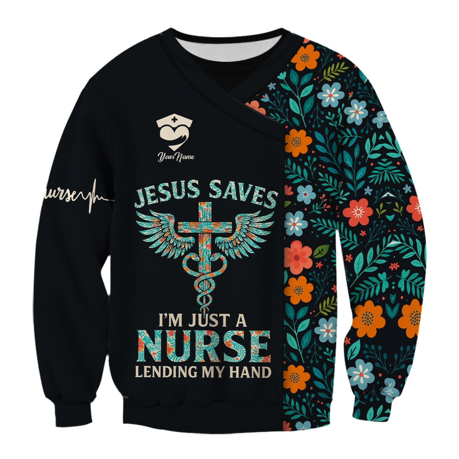 Custom Christian Nurse Shirt Jesus Saves Quote - Faith Based Nursing Graphic Tee - Gift for Healthcare Workers RN LPN
