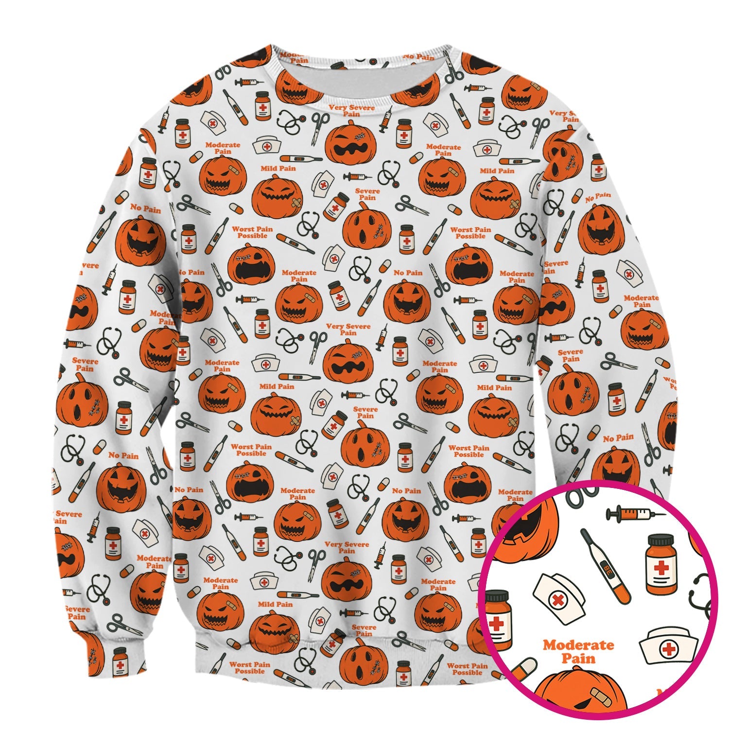 Pumpkin Pain Scale Shirt for Nurse - Halloween Nurse Medical Graphic Tee - Spooky Gift for RN LPN CNA