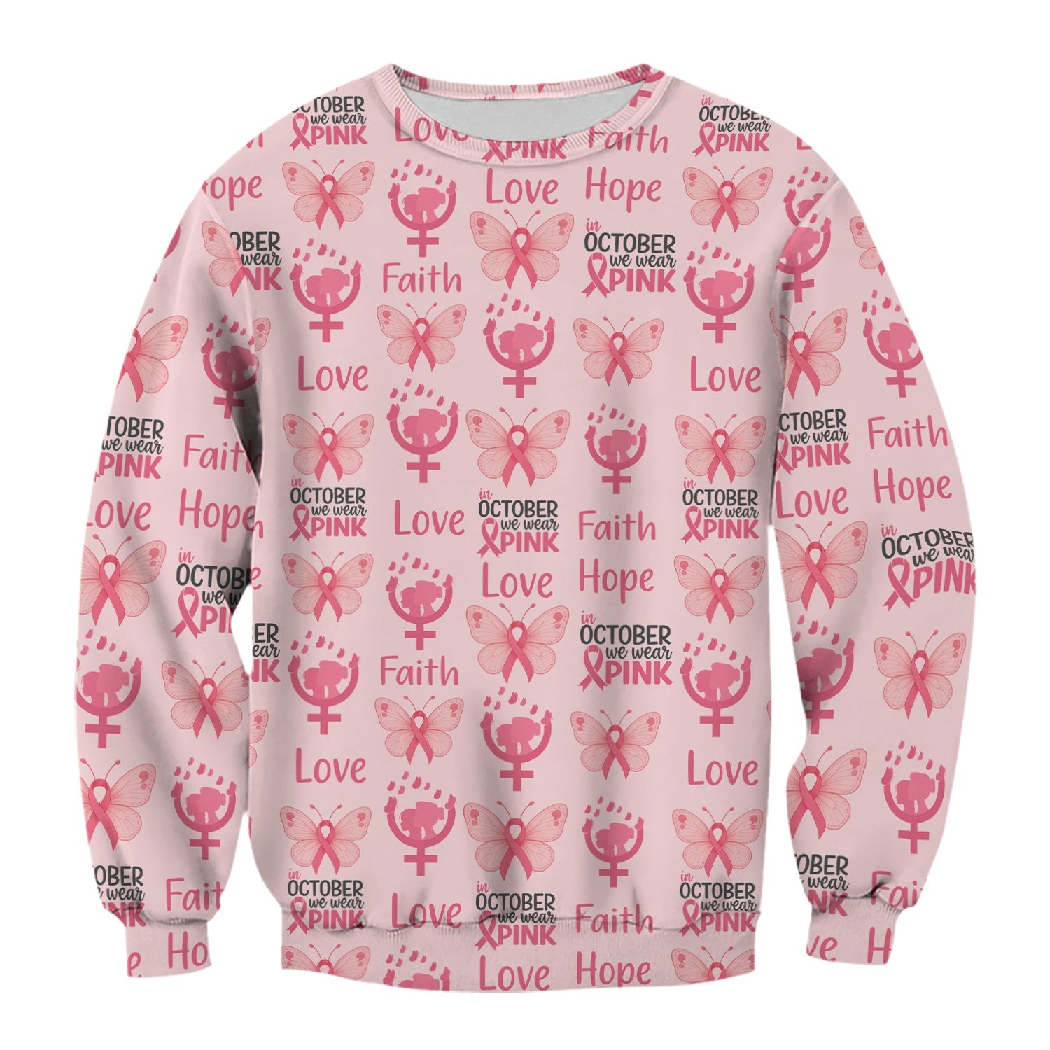 Breast Cancer Warrior Shirt - Faith Hope Love & Pink Ribbon Butterfly Design - October Gift for RN LPN CNA