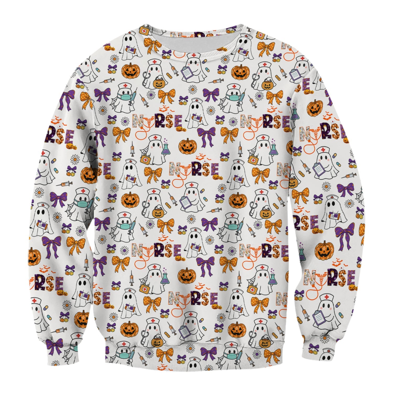 Halloween Nurse Shirt for Women - Cute Ghost Pumpkin Medical Graphic Tee - Gift for RN LPN CNA